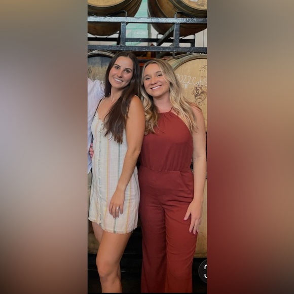 Chelsea28 Rust Halter Wide-Leg Jumpsuit - Picture 2 of 4